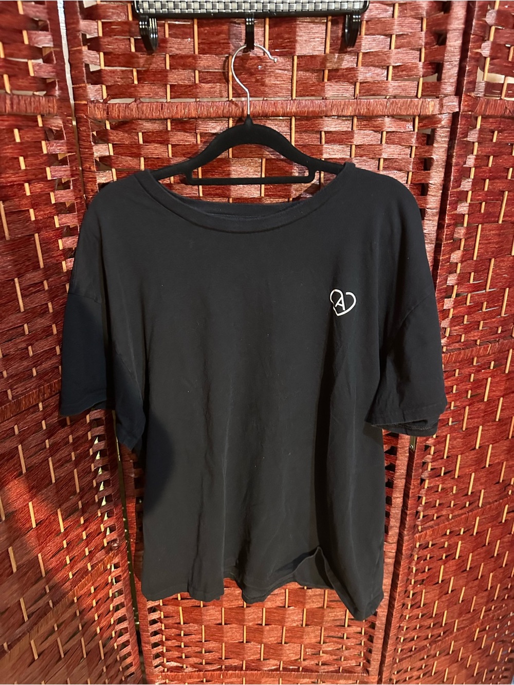 Aritzia Black Short Sleeve Tee with Small Heart 'A' Logo